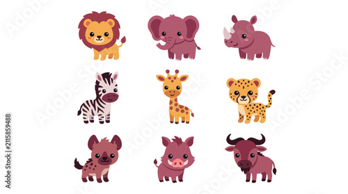 Photography Cute cartoon african safari animals collection