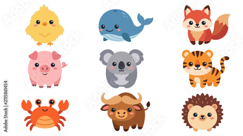 Cute cartoon animals collection