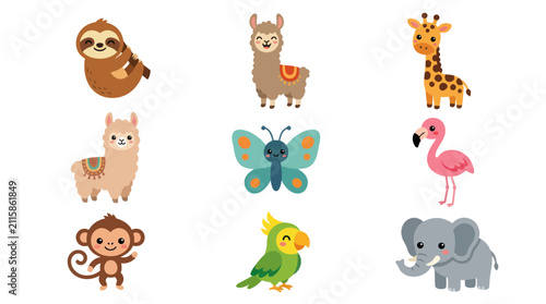 Canvas Print Cute cartoon animals collection