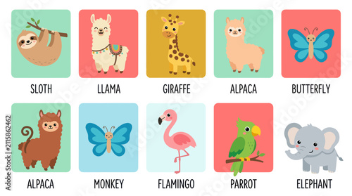 Sticker Cute cartoon animals collection
