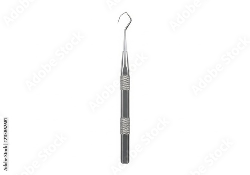 Stainless steel dental explorer tool isolated on white background