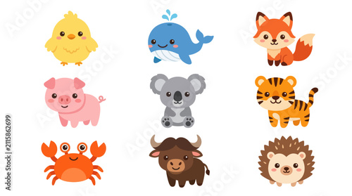 Cute cartoon animals collection