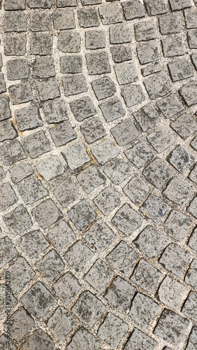 Obraz na plátne Neatly and symmetrically arranged concrete pavers set amidst a spacious park, ba