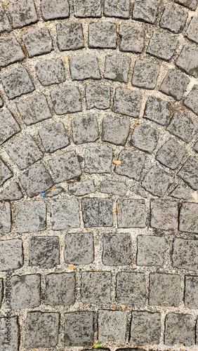 Neatly and symmetrically arranged concrete pavers set amidst a spacious park, bathed in invigorating sunlight—an ideal spot for family recreation and exercise, fostering family bonding and outdoor act