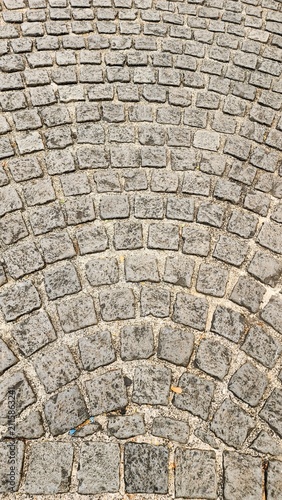 Neatly and symmetrically arranged concrete pavers set amidst a spacious park, bathed in invigorating sunlight—an ideal spot for family recreation and exercise, fostering family bonding and outdoor act