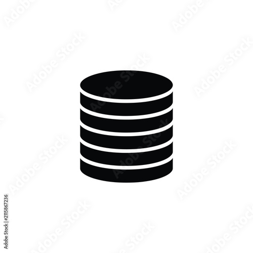 Stacked discs forming a cylindrical shape a black silhouette on a white background circles stack layered form graphic