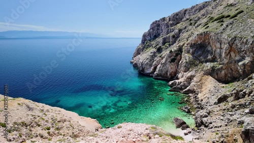 Mali Bok beach on Cres Island of Croatia featuring a secluded pebble cove with crystal clear turquoise Adriatic Sea water, reflecting sunny sky and surrounded by rocky cliffs in Cres Island of Croatia