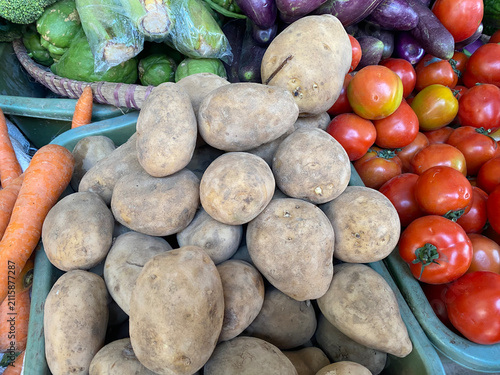 Fresh Potatoes, Tomatoes, Carrots, and other vegetables at Traditional Market – Organic Vegetable Produce