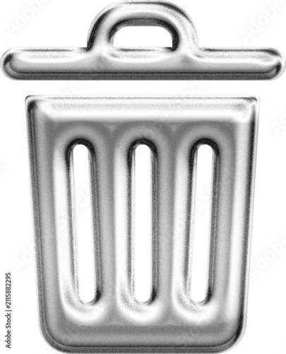 Принти на полотні Trash Bin icon with silver metallic 3D glossy render for trash bin delete garbag