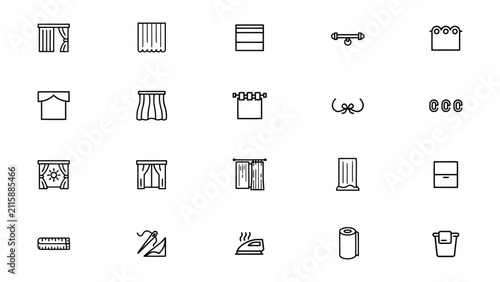 Collection of Minimalist Home Decor and Sewing Accessory Icons with Transparent Backgrounds for Design Projects