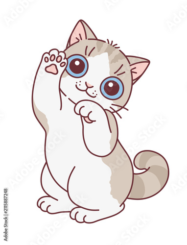 Cute playful kitten vector illustration. Cute cats series. 