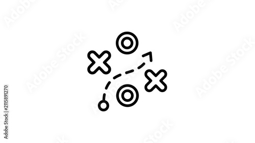 Strategy, route step and action plan animated icon for goal, roadmap, workflow, tactics, achievement, progress successful business animation symbol. 4K motion graphics video with alpha channel