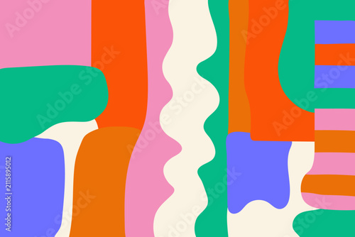 Groovy 70s retro abstract organic geometric shapes background vector illustration.