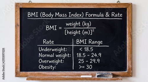 BMI body mass index formula rate formula in a board