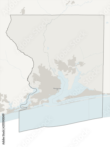 Foto Pensacola-Ferry Pass-Brent metropolitan area vector map with county boundaries,