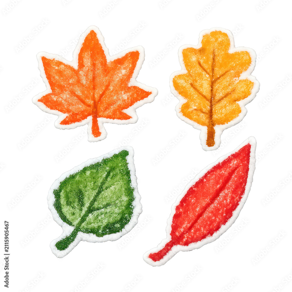 Fototapeta premium PNG Colorful autumn leaf illustrations.