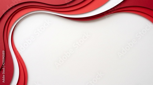 Abstract Paper Cut Background with Red and White Wavy Layers for Indonesian Independence Day