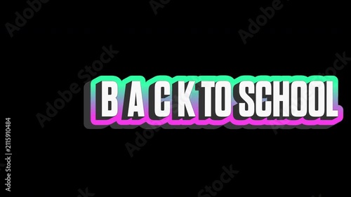 Back to School Kinetic Sticker Title Loop on Alpha Background