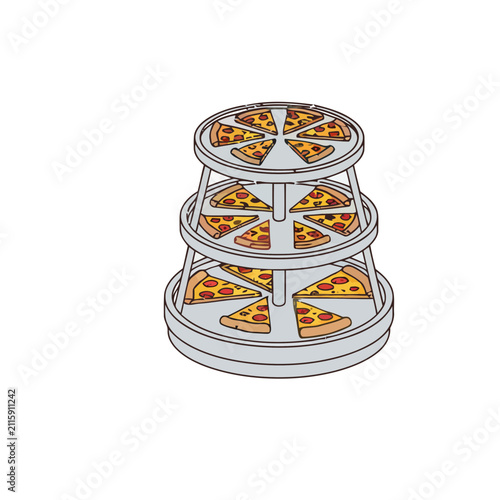 Three Tiered Pizza Stand with Slices
