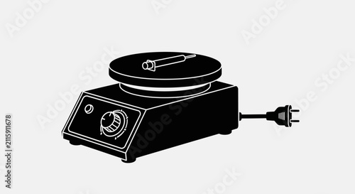Foto Electric hot plate with temperature control with white illustration electric con