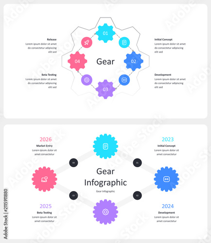 Gear Cogwheel Process Infographic Vector Presentation Template
