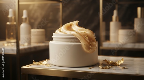 Luxury Skincare Jar with Gold Infused Moisturizer