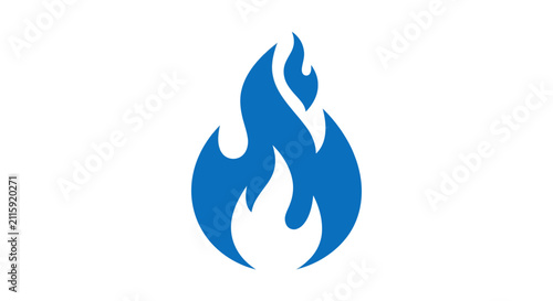 Quadro su tela Blue Flame Symbol on White Background.