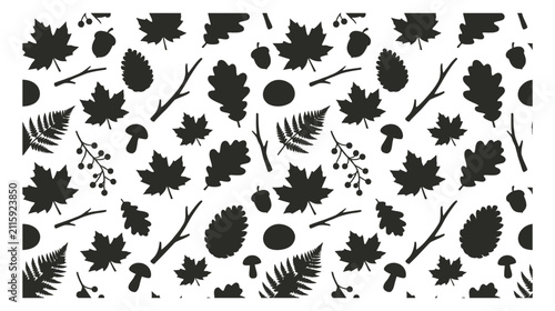 Autumn forest botanical elements seamless pattern vector