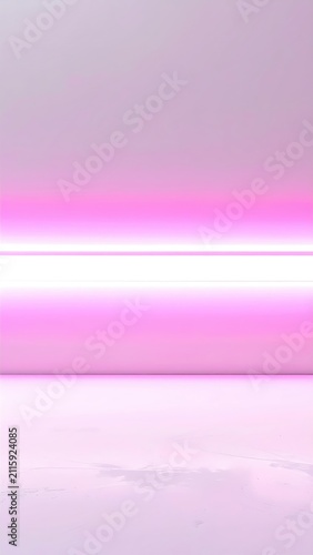Soft pastel pink and white background with a bright horizontal neon pink light