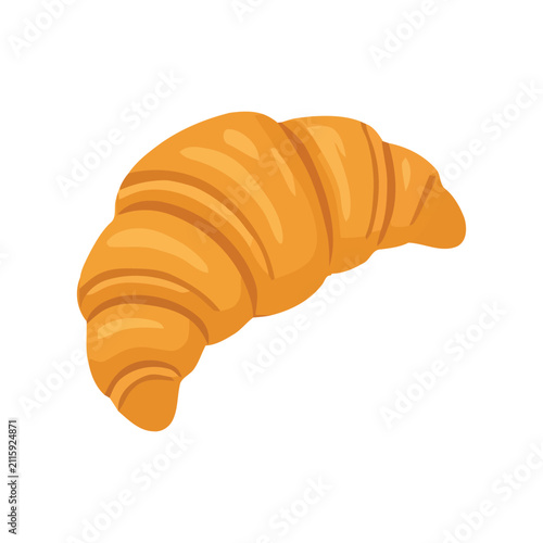 Fresh golden croissant bakery vector illustration isolated on white