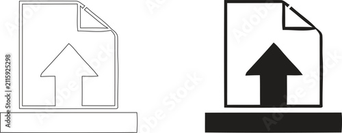 File Upload and Document Transfer Vector Icon, Cloud Storage Data Arrow Line Art Symbol