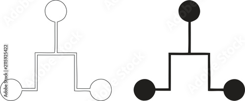 Network Node Connection and Hierarchy Vector Icon, Data Structure Flow Line Art Symbol
