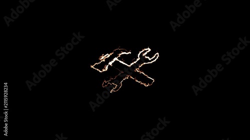 Golden Wrench and Hammer Icons Ascending Against Dark Background Cinematic Motion