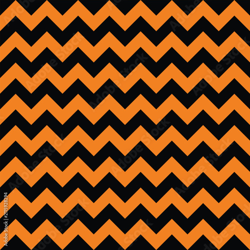 Halloween Seamless Pattern with Orange and Black Zigzag Lines