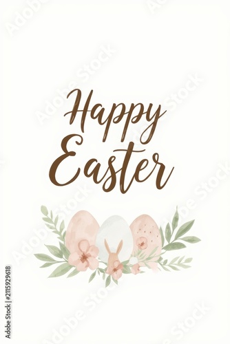 Minimalist Easter card with a brown calligraphic inscription 