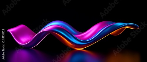 Vibrant multicolored abstract ribbons flowing across a dark background with luminous gradients.