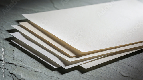 Layered Linen Ledger Sheets with Architectural Studio Shadow