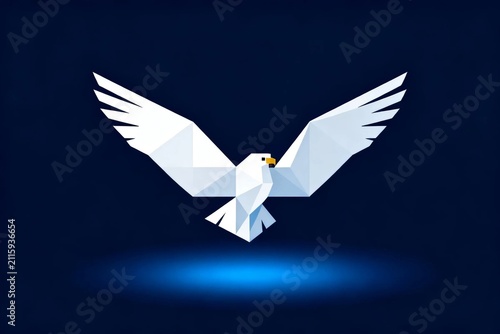 Geometric White Eagle in Flight