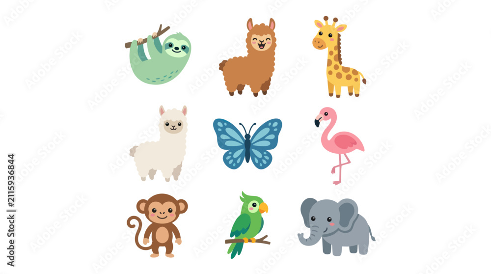 Fototapeta premium Cute cartoon animals collection