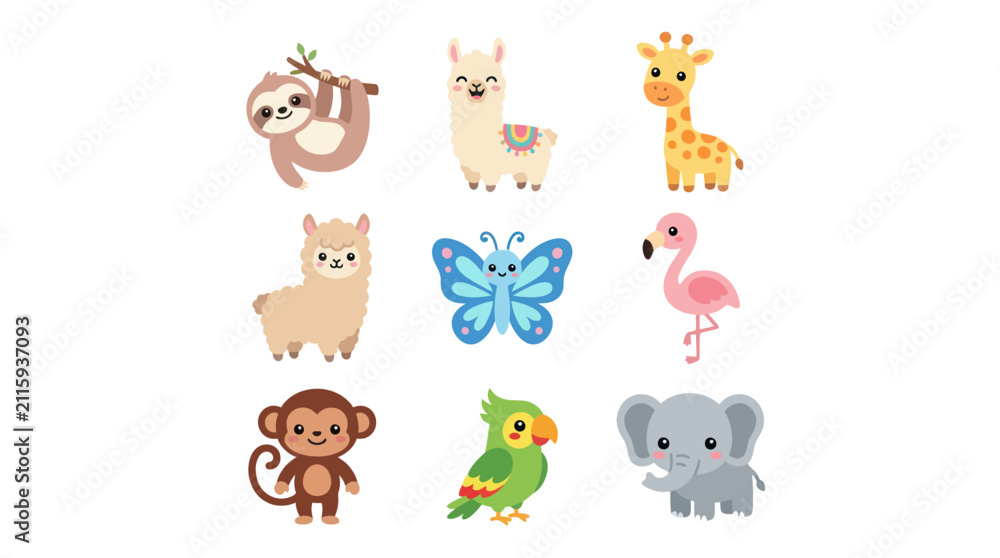 Fototapeta premium Cute cartoon animals collection