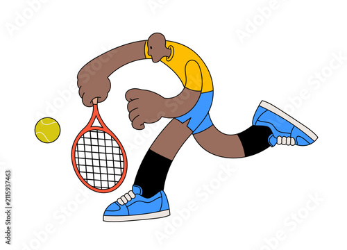 Tennis Player in Flat Simple Style
