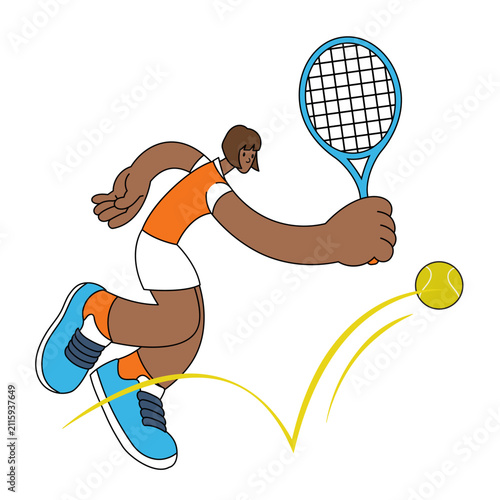 Women Tennis Player in Simple Flat Style