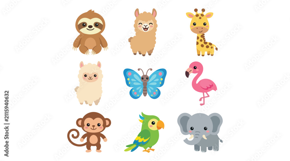 Obraz premium Cute cartoon animals collection