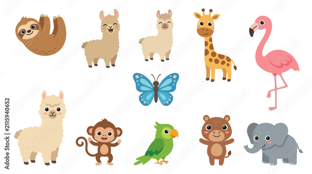 Obraz premium Cute cartoon animals collection
