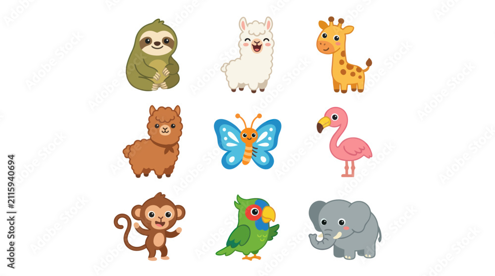 Fototapeta premium Cute cartoon animals collection