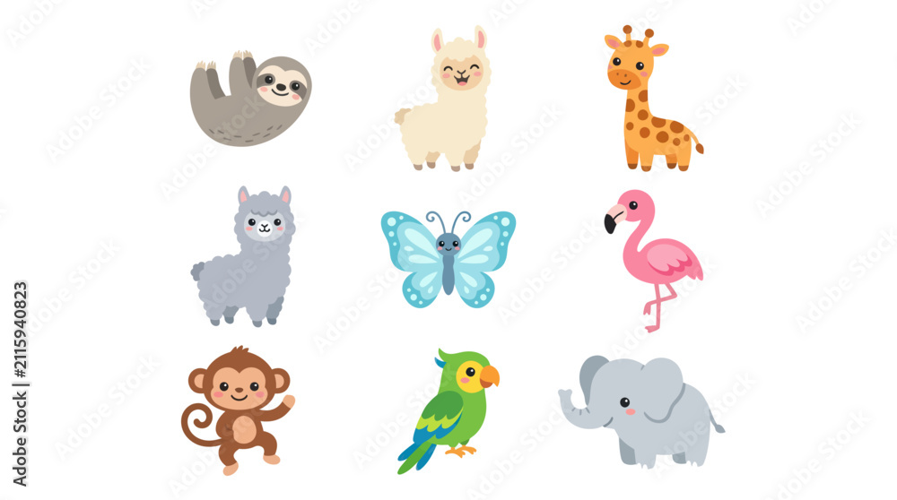 Fototapeta premium Cute cartoon animals set