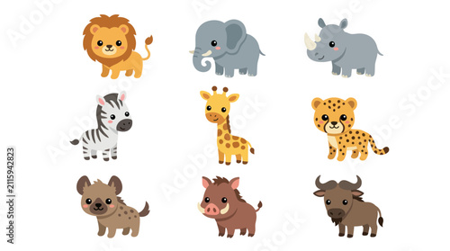 Photography Cute cartoon safari animals collection
