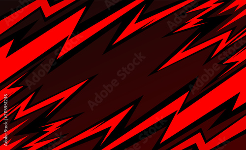 Abstract aggressive lightning stripe pattern with bold red and black color scheme. Dynamic high-speed vector background with sharp zigzag elements