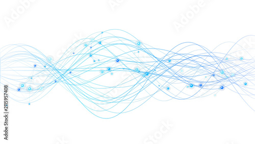 Obraz na plátně Blue glowing wave lines connecting isolated on transparent background