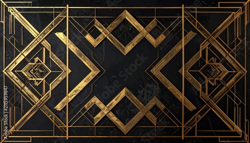 Ornate geometric gold pattern on textured dark background